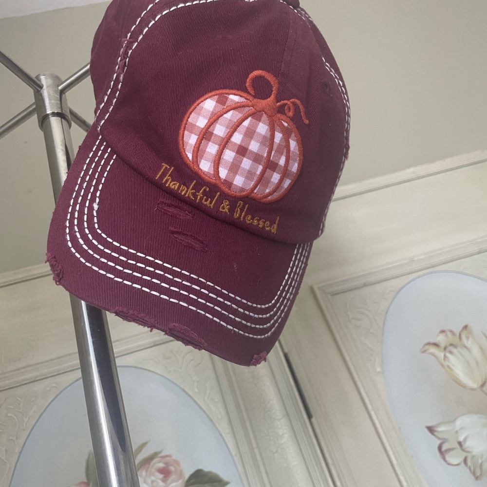 Kids Burgundy Pumpkin Cap